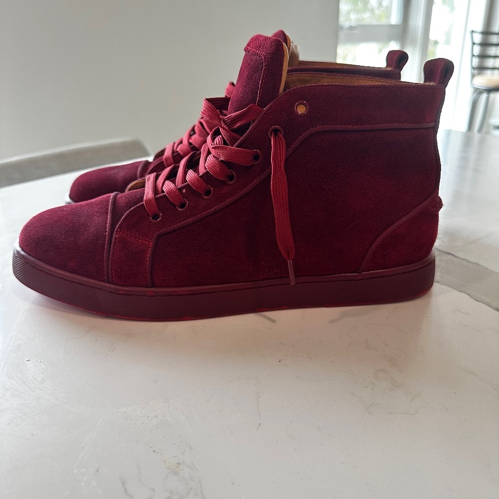 LIKE NEW!! Christian Louboutin  HI Top Suede Sneakers…